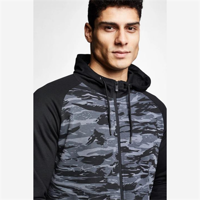 Siyah Erkek Fermuarlı Kapüşonlu Sweatshirt