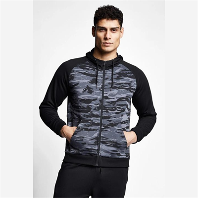 Siyah Erkek Fermuarlı Kapüşonlu Sweatshirt