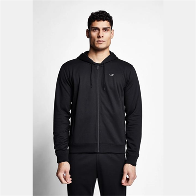 Siyah Erkek Fermuarlı Kapüşonlu Sweatshirt