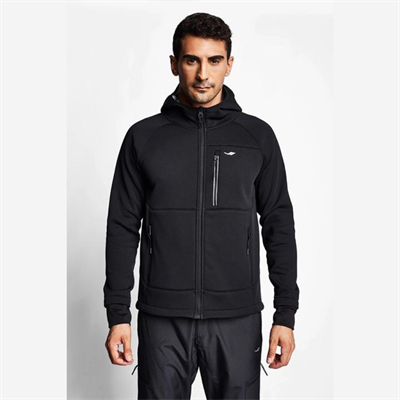 Siyah Erkek Fermuarlı Kapüşonlu Sweatshirt