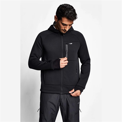 Siyah Erkek Fermuarlı Kapüşonlu Sweatshirt