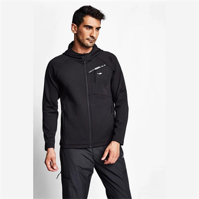 Siyah Erkek Fermuarlı Kapüşonlu Sweatshirt