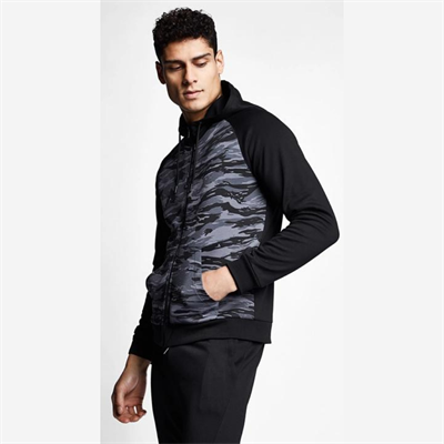 Siyah Erkek Fermuarlı Kapüşonlu Sweatshirt