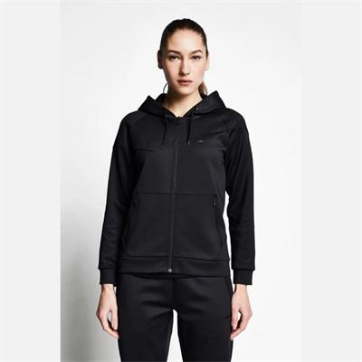 Siyah Kadın Fermuarlı Kapüşonlu Sweatshirt