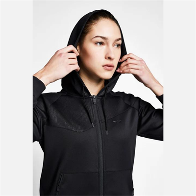 Siyah Kadın Fermuarlı Kapüşonlu Sweatshirt