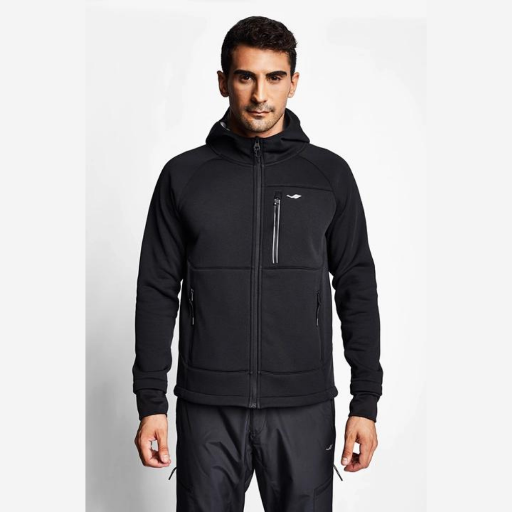 Siyah Erkek Fermuarlı Kapüşonlu Sweatshirt