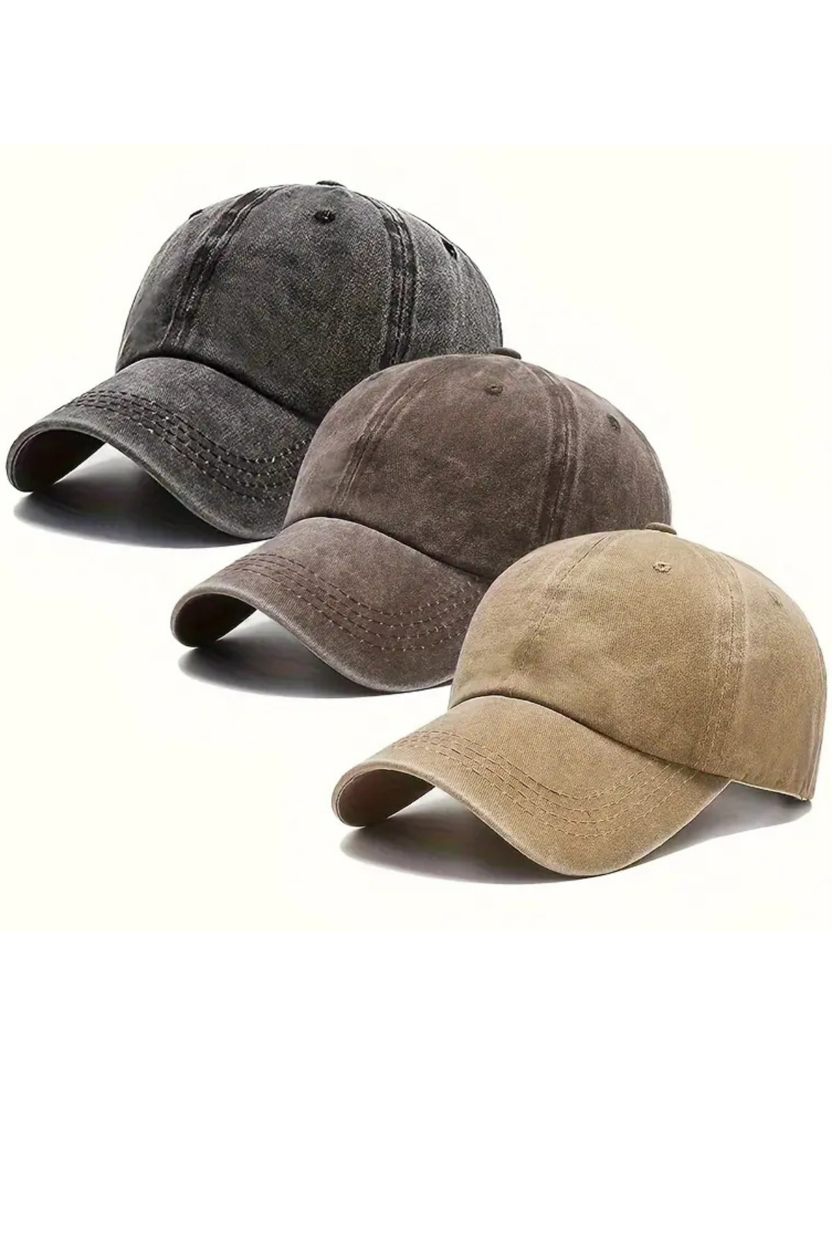 3'lü Vintage Baseball Şapka Seti – Düşük Profilli, Unisex, Ayarlanabilir Tasarım
