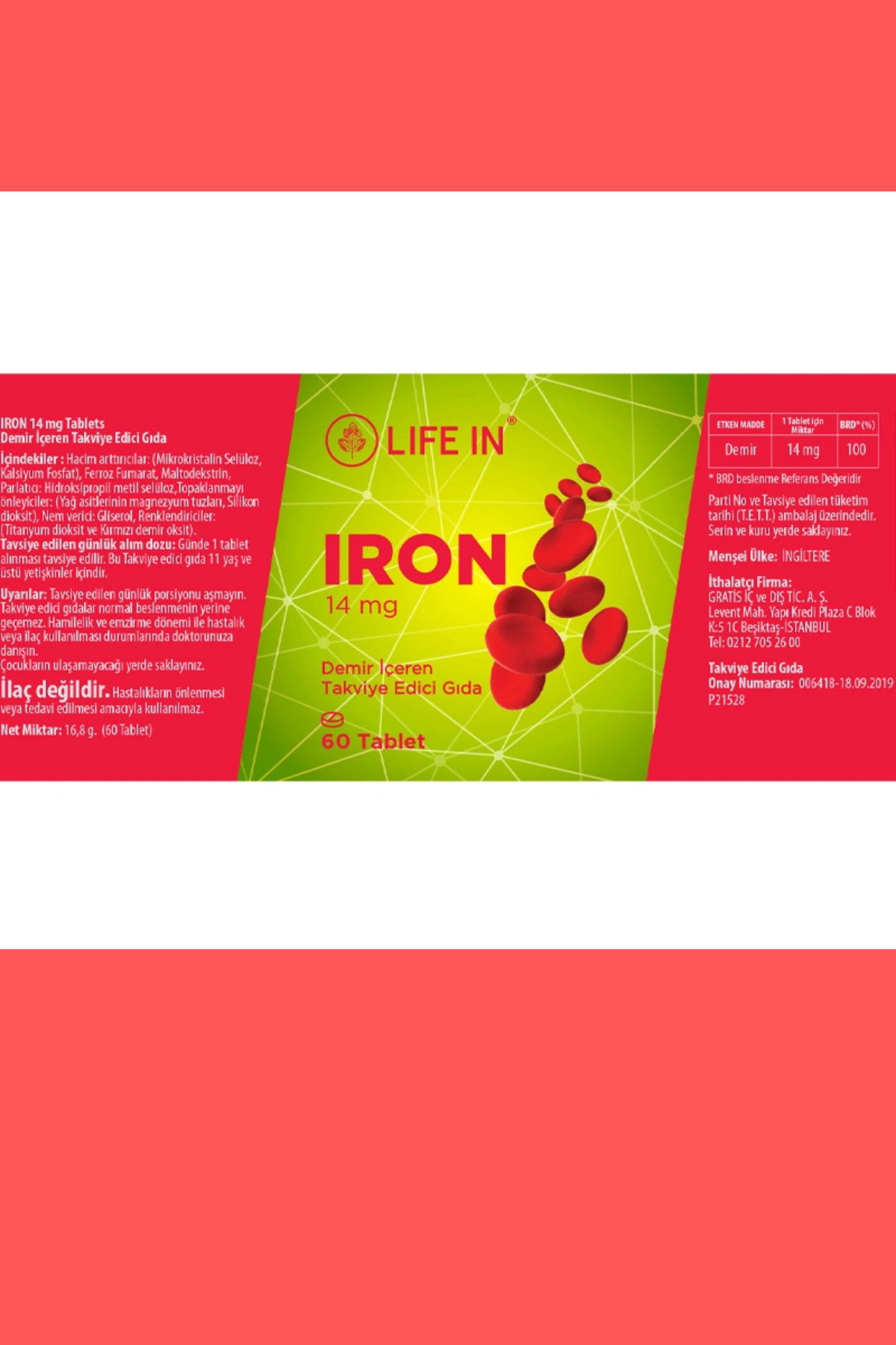 Life In Demir Tablet – Demir ve Vitamin Takviyesi, 30 Tablet