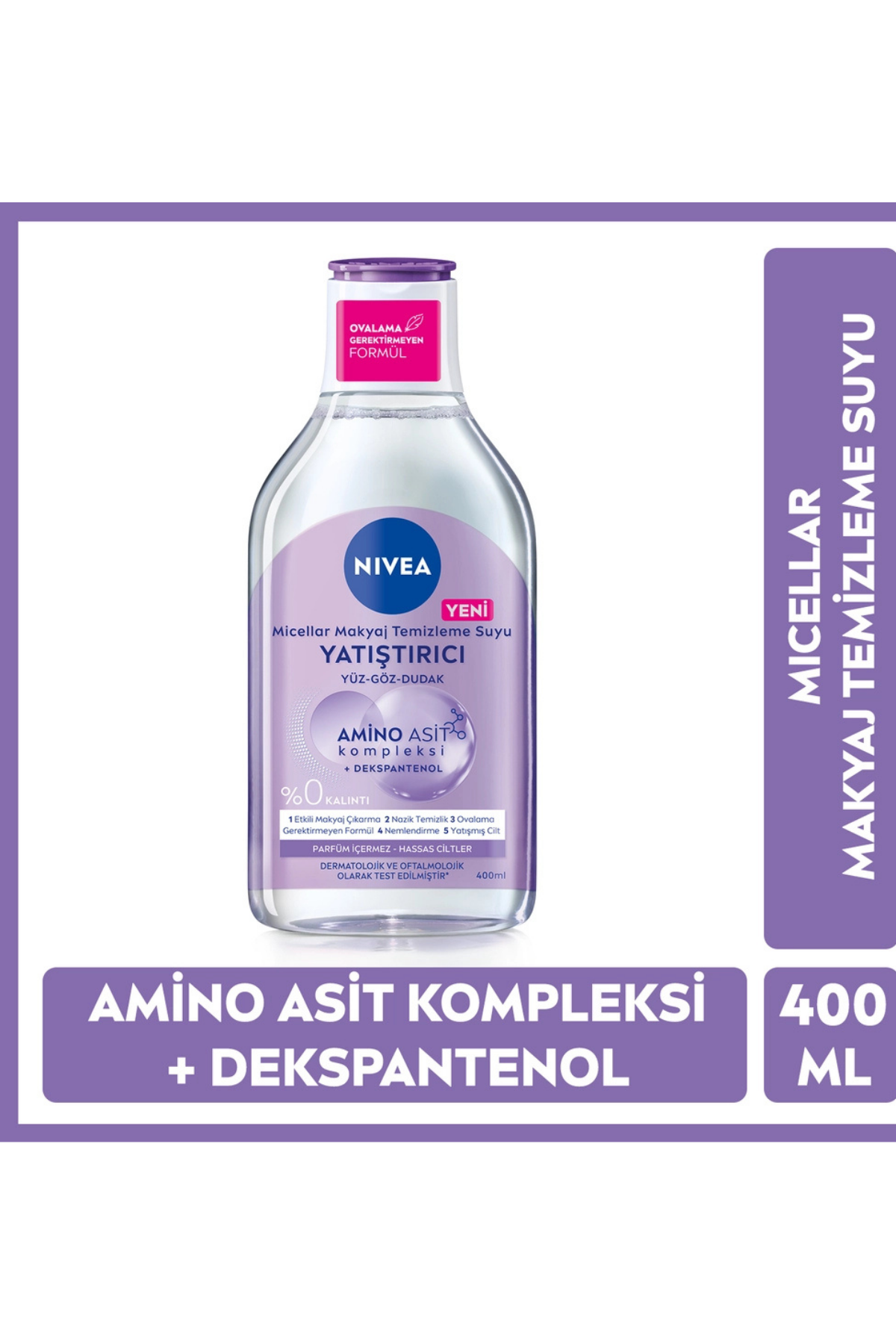 Nivea Micellar Yatıştırıcı Makyaj Temizleme Suyu 400 ml | Yüz, Göz ve Dudak İçin Hassas Temizlik