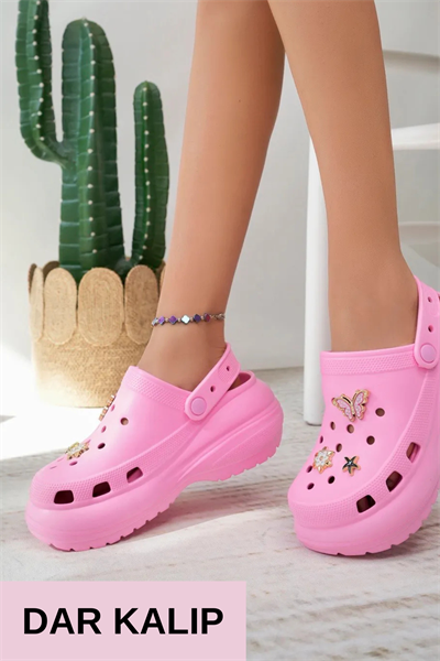 Akınalbella Kadın Taşlı Crocs Tipi Gündelik Terlik 