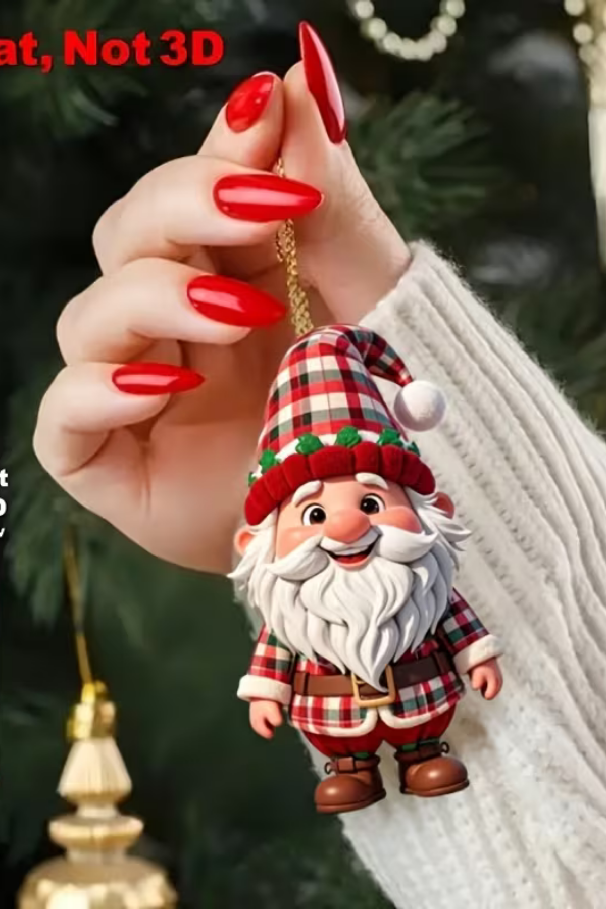 10'lu Ahşap Noel Cüce Süs Seti | 2D Düz Baskı Renkli Asma Dekorları / Ev & Parti & Hediye Etiketi
