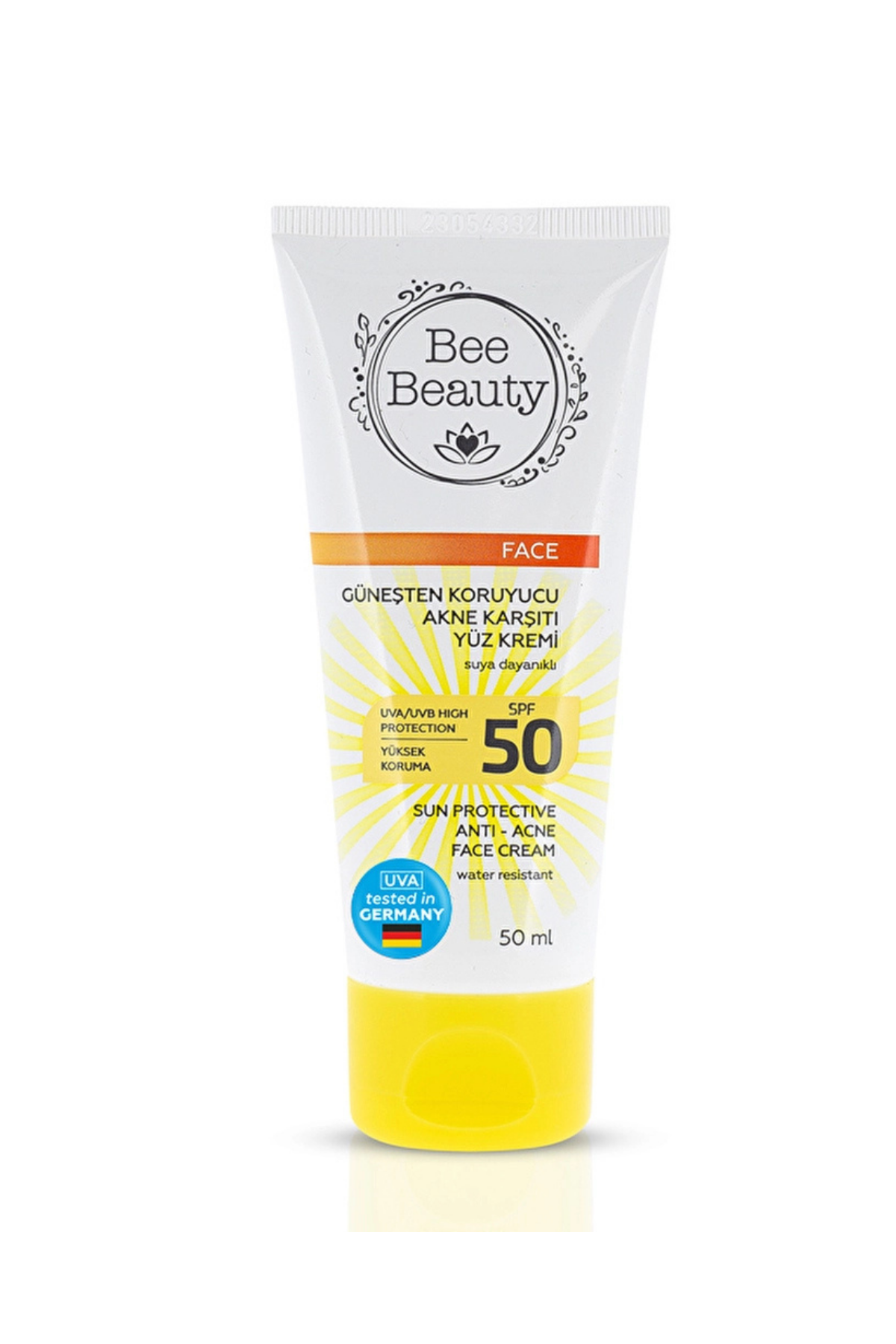Bee Beauty Akne Karşıtı Güneş Koruyucu Yüz Kremi SPF50 – Yağsız, Hafif Formül, 50 ml