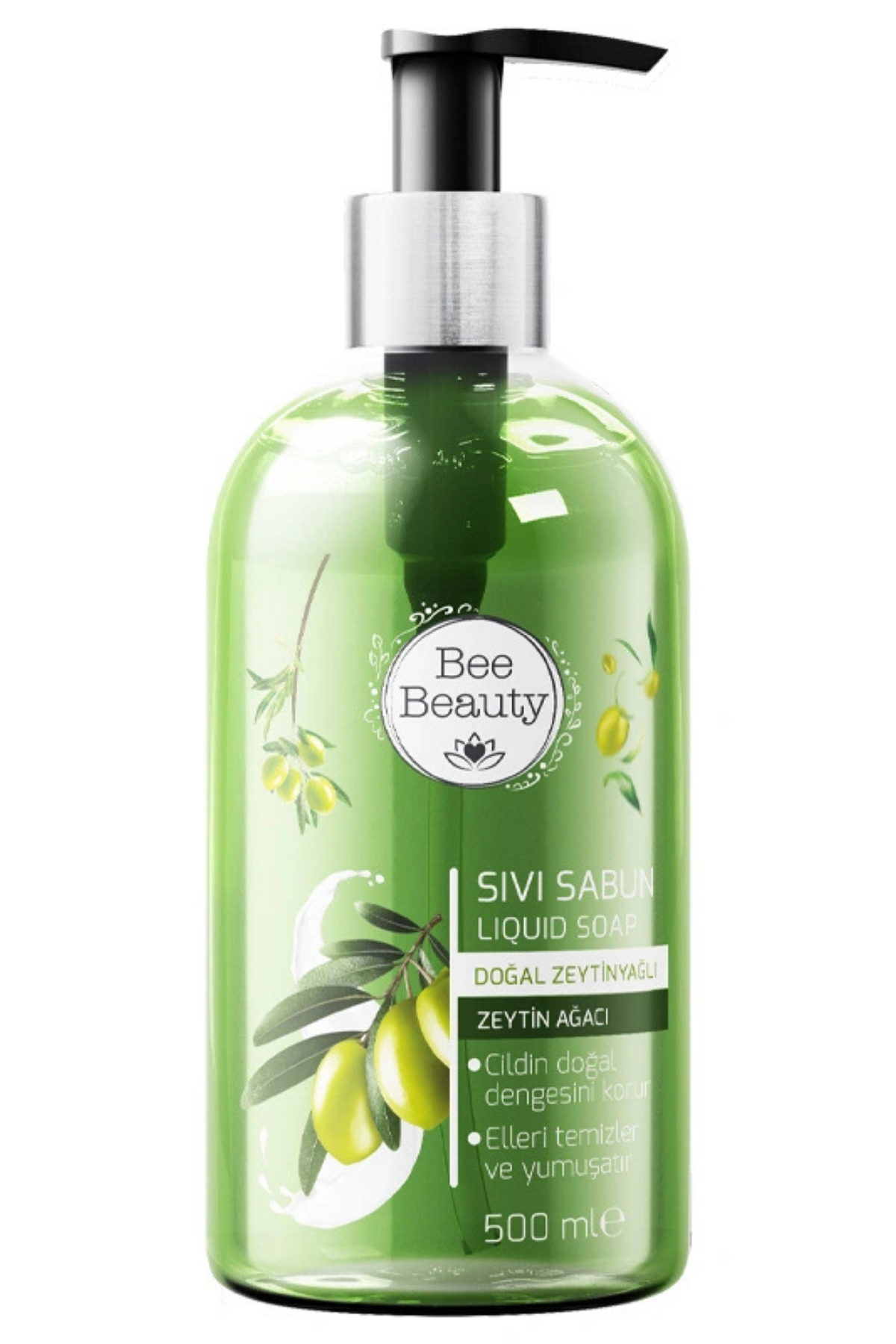 Bee Beauty Doğal Zeytinyağlı Zeytin Ağacı Sıvı Sabun 500 ml Yeşil