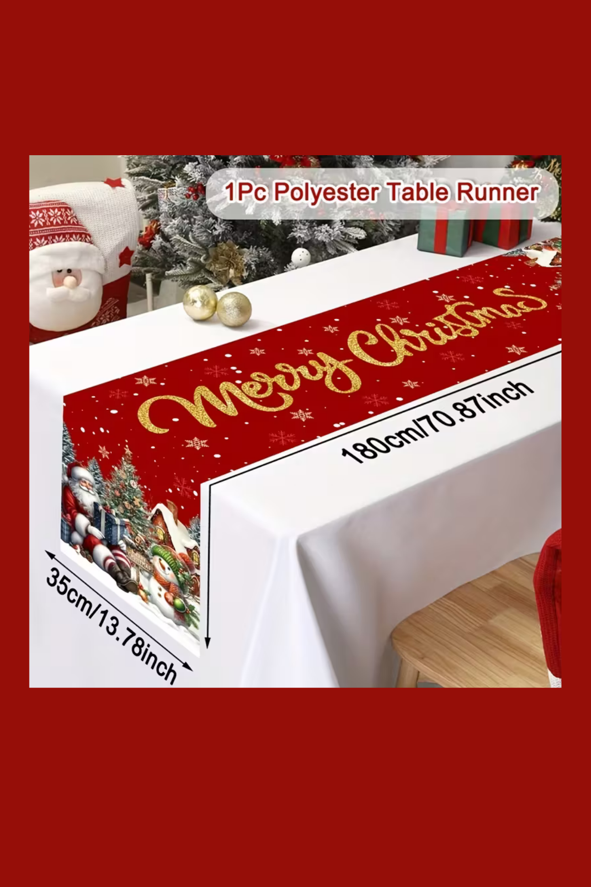 Ekstra Uzun Noel Masa Örtüsü | Bordo / Altın / Yeşil / Gri / Kahverengi Seçenekli Polyester Yılbaşı Sofra Dekoru (1 Adet)