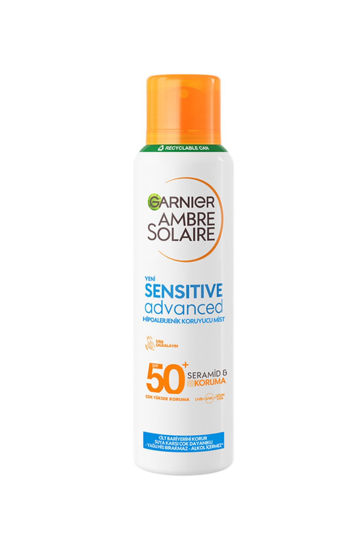 Garnier Ambre Solaire Hipoalerjenik Güneş Misti SPF 50+ – 150 ml | Yüksek Koruma, Hassas Ciltler İçin, Parfümsüz & Suya Dayanıklı
