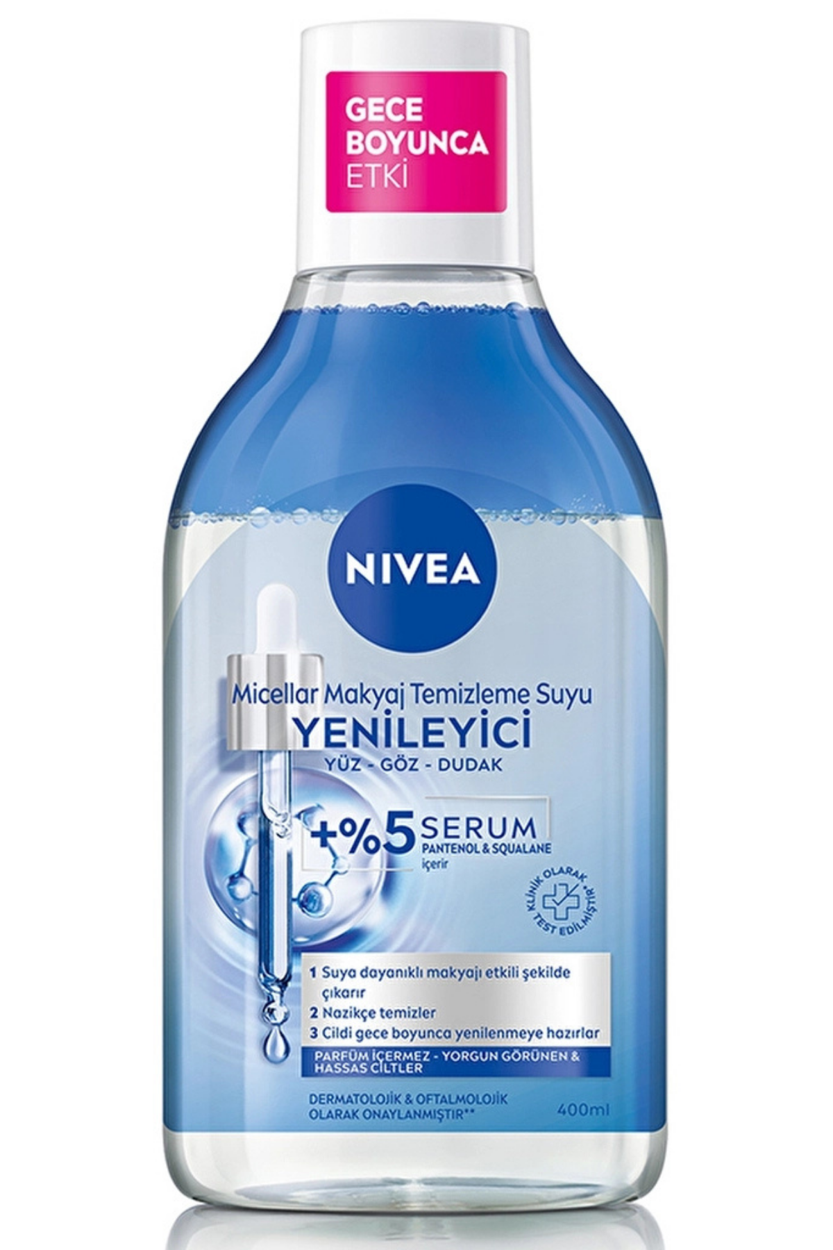 Nivea Serum İçerikli Yenileyici Micellar Makyaj Temizleme Suyu 400 ml | Yüz, Göz ve Dudak İçin Nazik Temizlik
