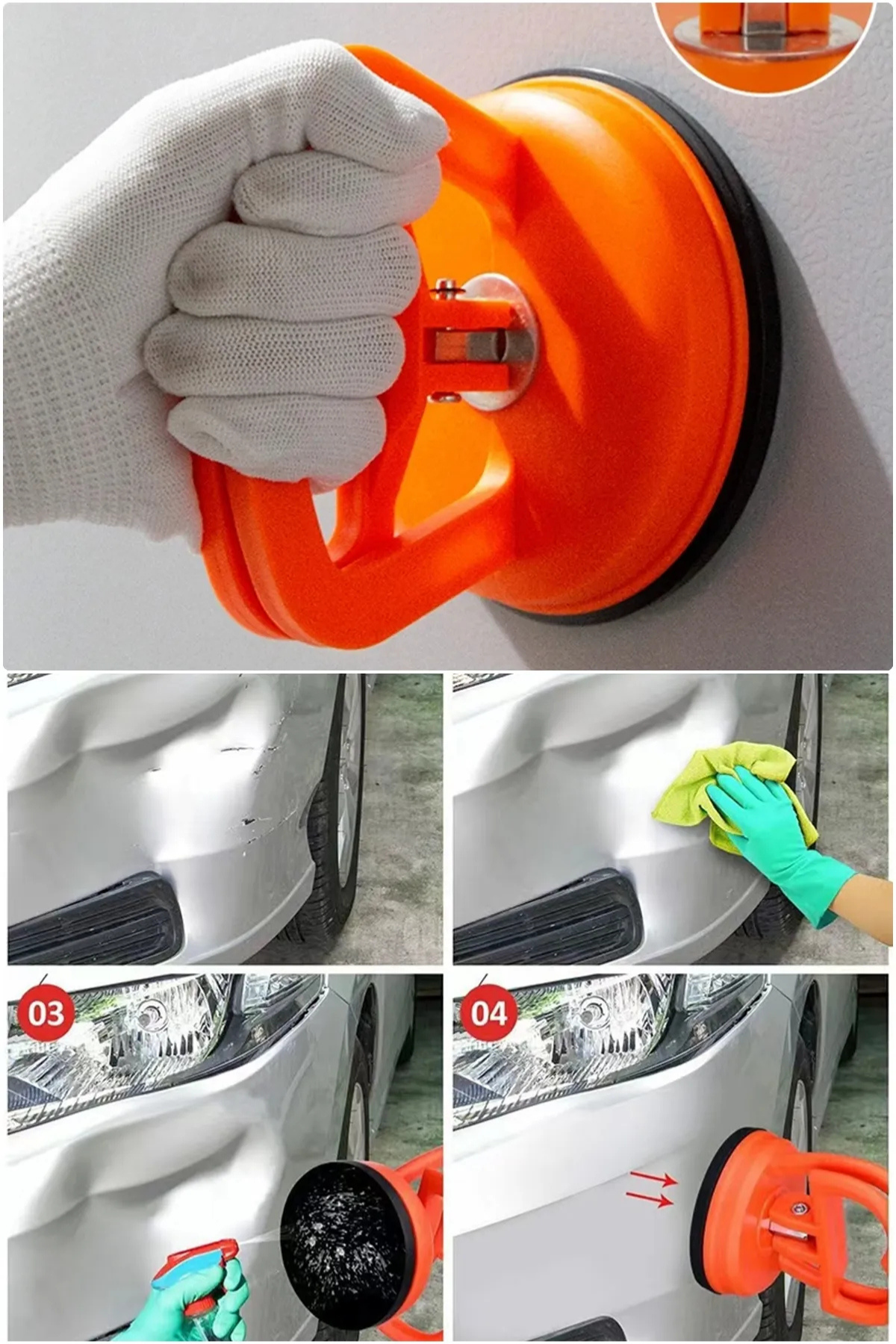 Premium Seri Çok Amaçlı Pratik Otomobil Araç Kaporta Vakum Göçük Giderici Vantuz Büyük Boy Aparat