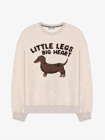 Köpek Baskılı Oversize Sweatshirt -Bej