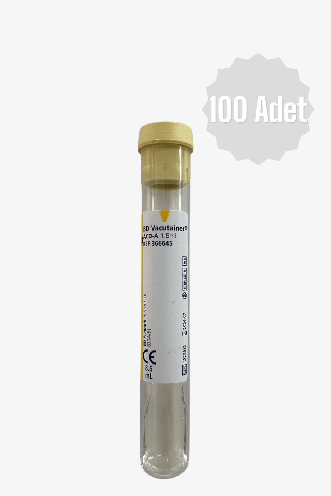 Bd Prp Tüpü  100'lü ( Cam/Sodyum Sitratlı Hücre Ayırma Tüpü) 