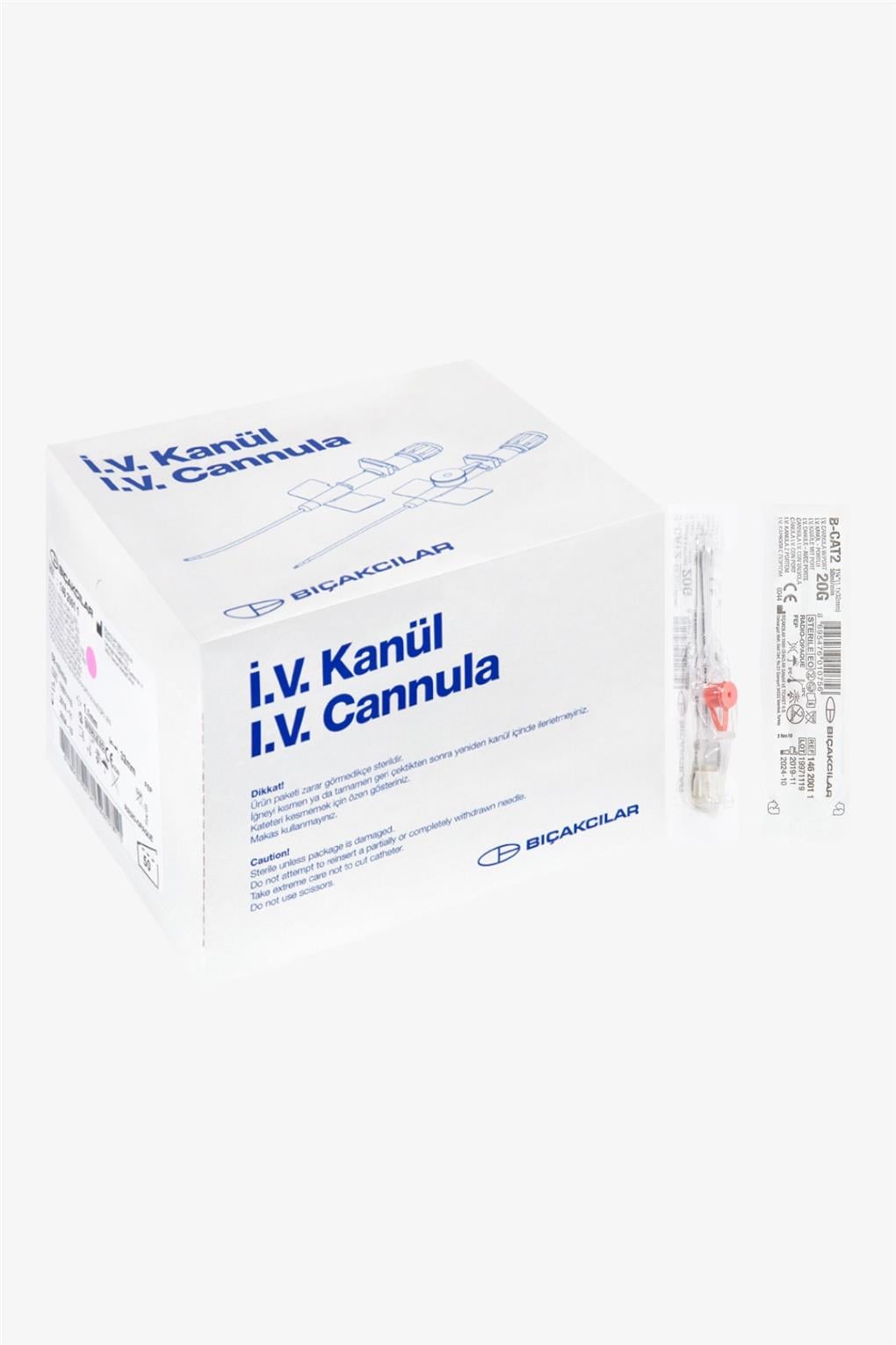 Bıçakçılar I.V. Kanül ( İntraket ) 20 G Pembe  50'li