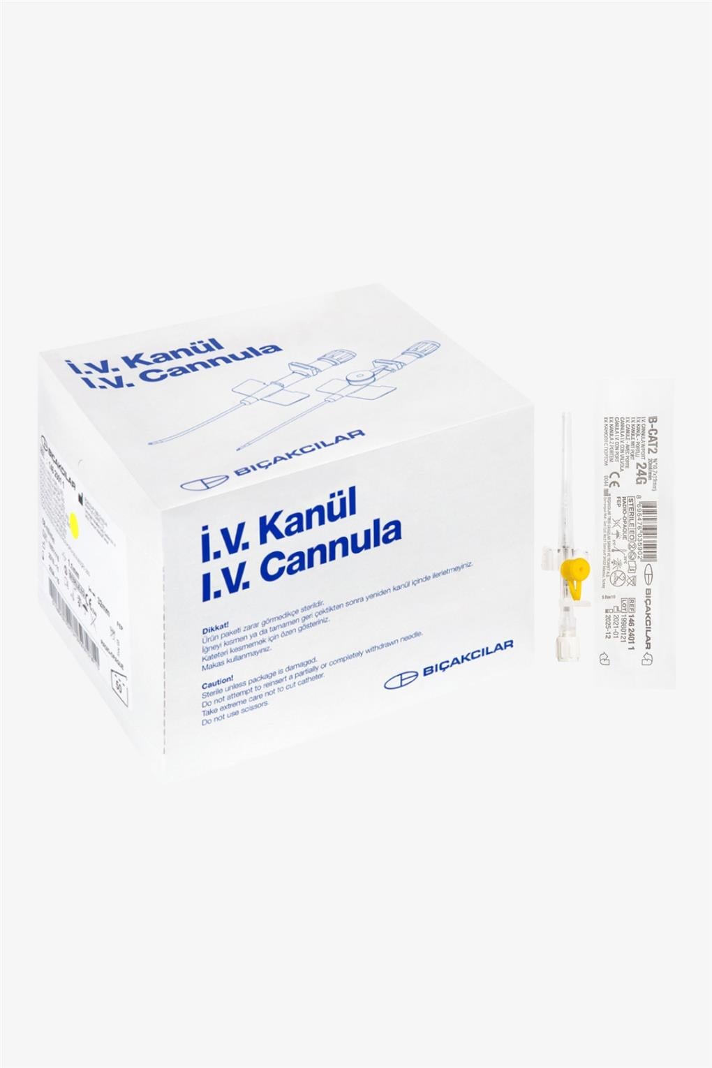 Bıçakçılar I.V. Kanül ( İntraket ) 24 G Sarı 50'li