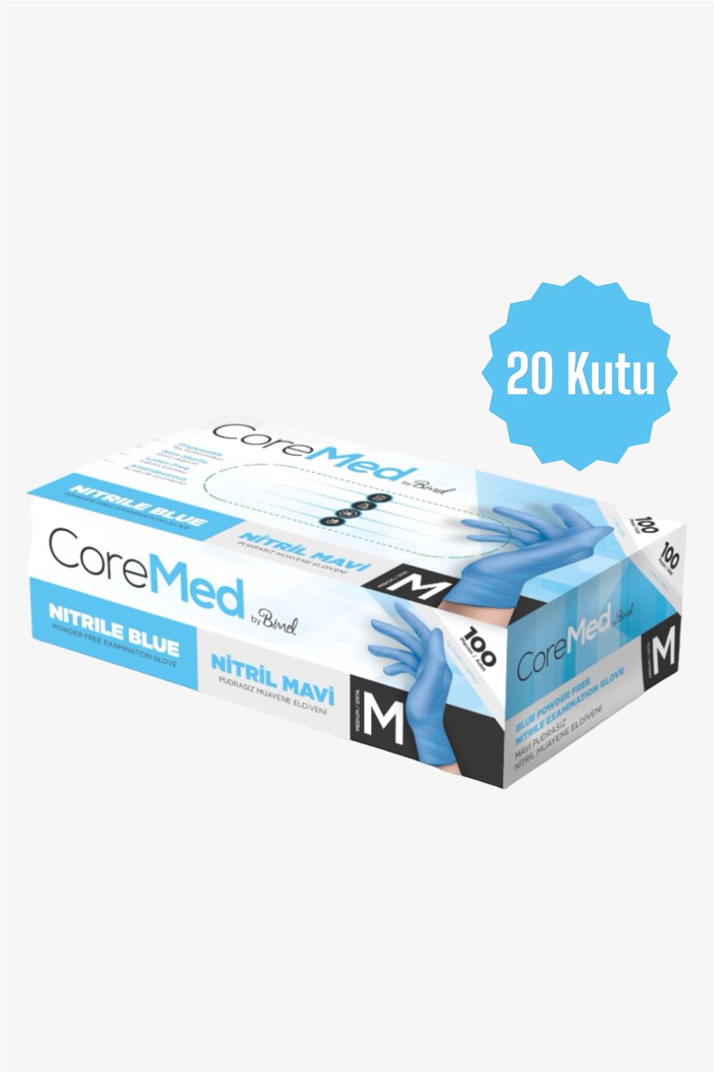 Pudrasız Mavi  Nitril Eldiven 100'lü 1 koli (20 Kutu)