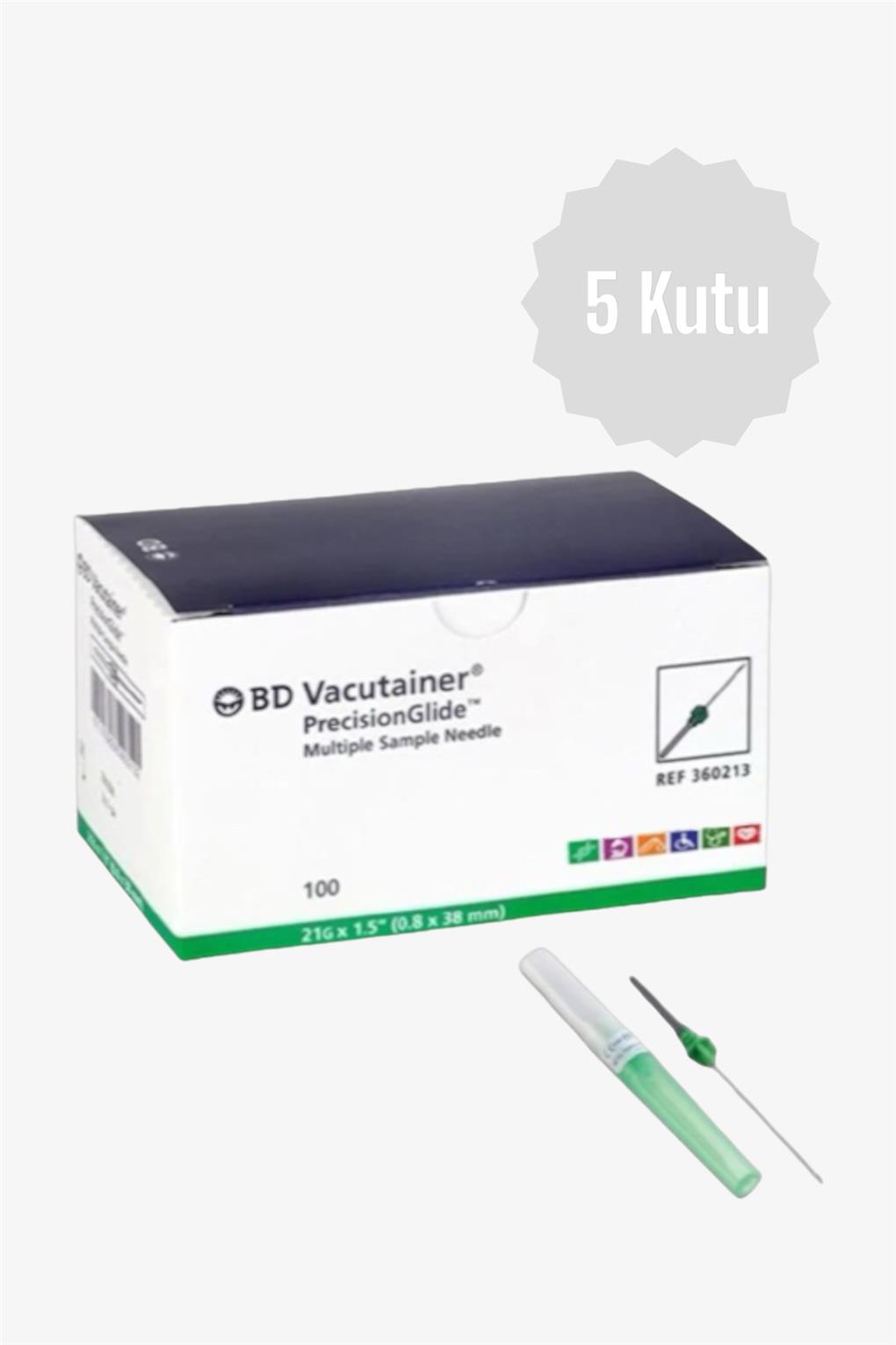 Bd Vacutainer Kan Alma İğnesi 21Gx38mm Yeşil 100'lü 5 Kutu