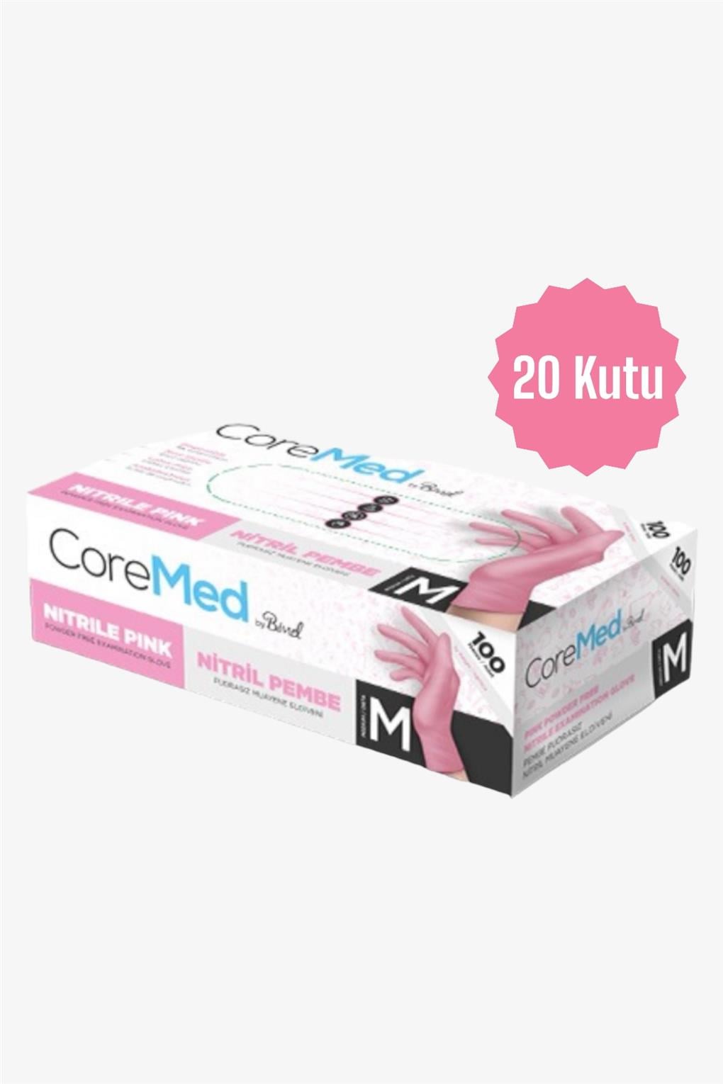 Pudrasız Pembe Nitril Eldiven 100'lü 1 koli (20 Kutu)