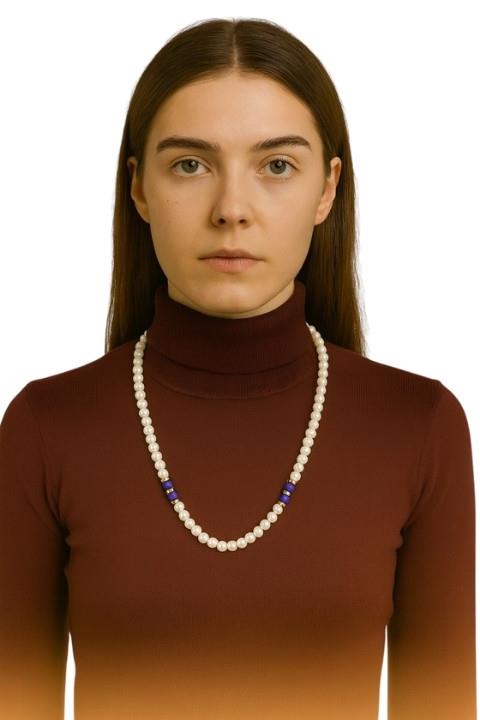 İnci Kolye - Mor Taşlı
