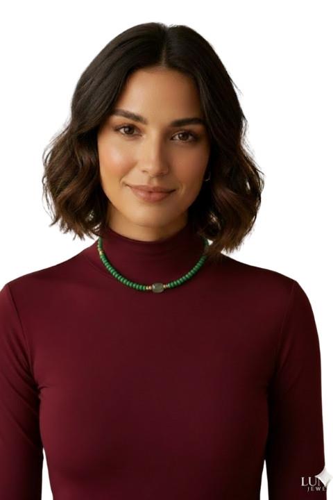 Taşlı Boncuk Kolye - Altın Boncuk