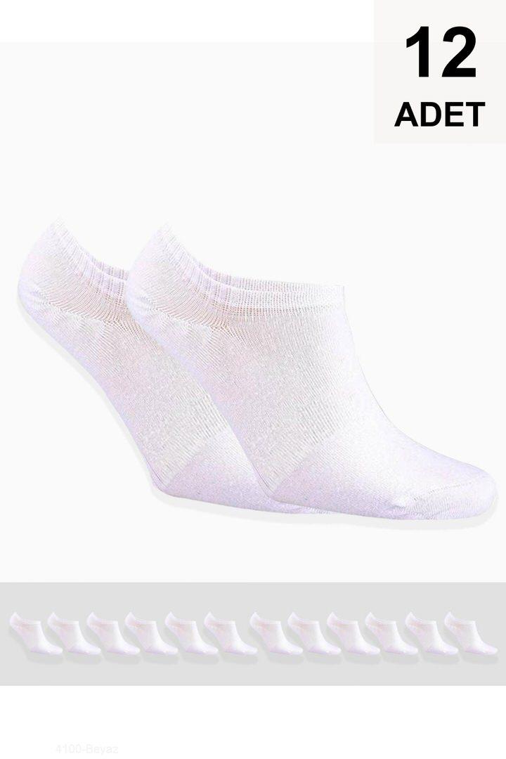 12 Adet Erkek Sneakers Çorap - Beyaz