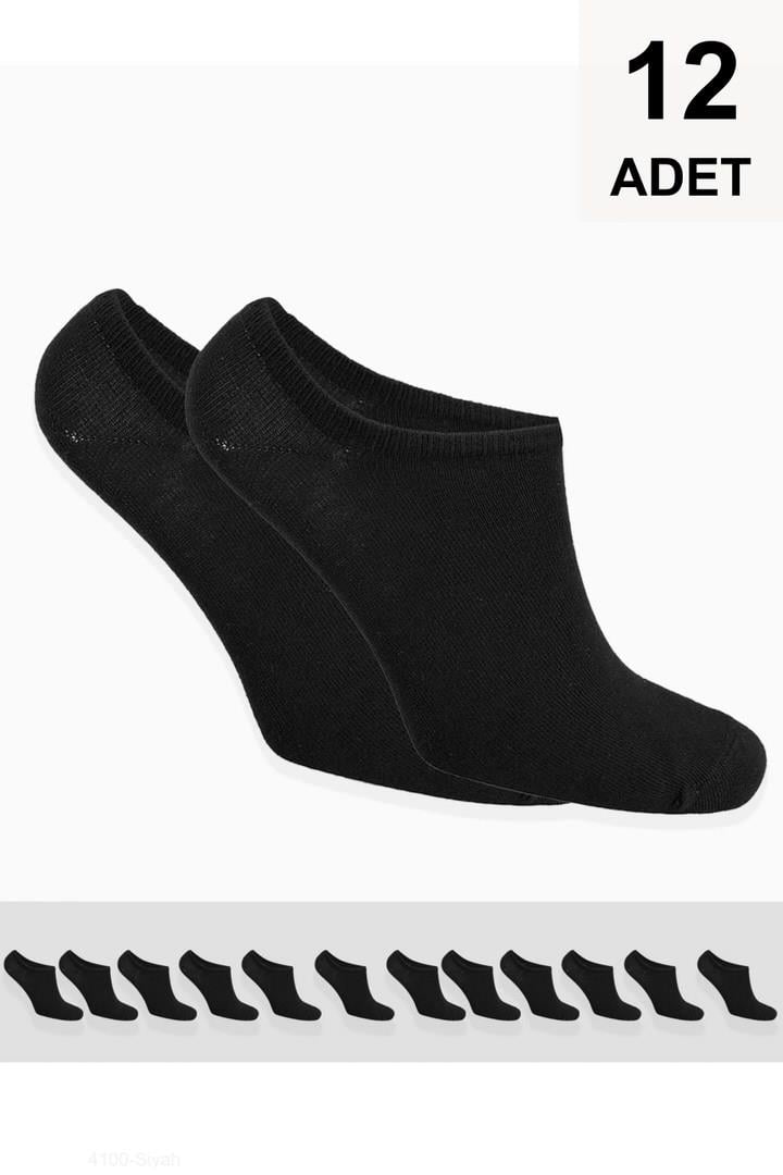 12 Adet Erkek Sneakers Çorap - Siyah
