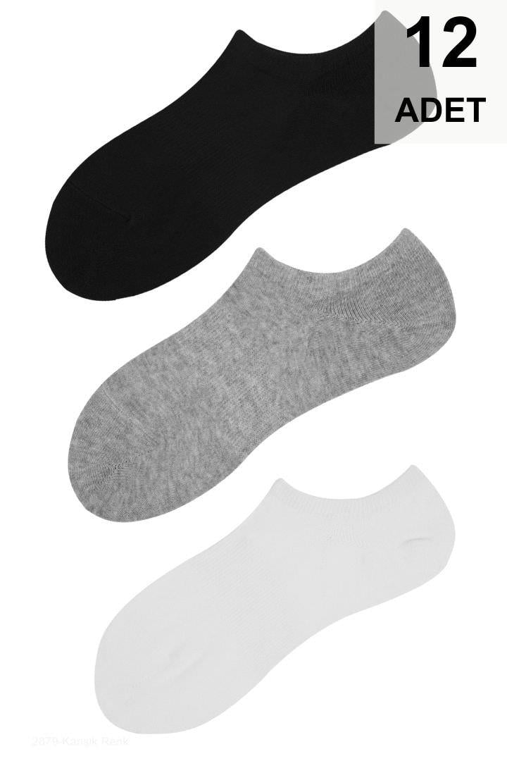 12 Adet Kadın Sneakers Çorap - Karışık Renk