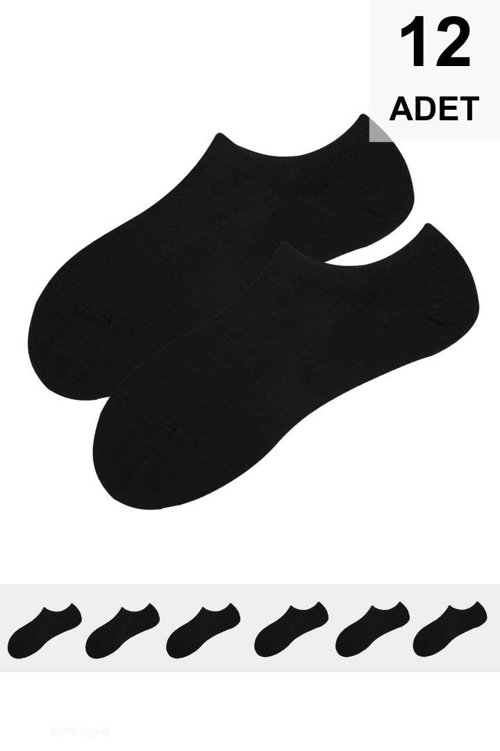 12 Adet Kadın Sneakers Çorap - Siyah