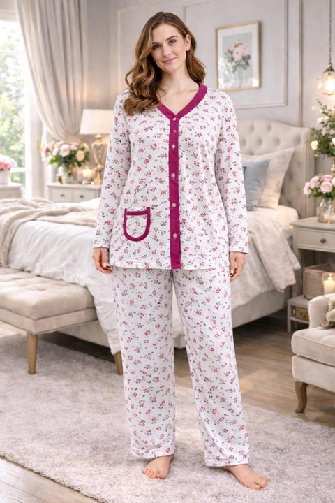 Anne Düğmeli Pijama Takımı