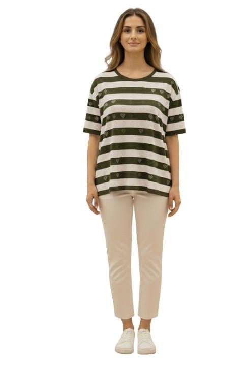ÇİZGİLİ KADIN TRİKO T-SHİRT