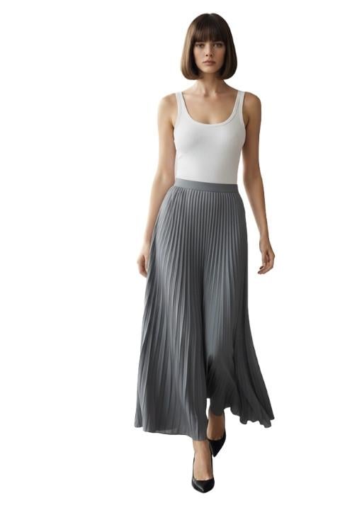 DERİ PİLELİ ETEK-AÇIK MAVİ