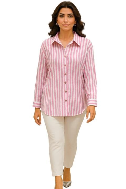 ECE KADIN ÇİZGİLİ  GÖMLEK 1010 KOD 9540273-34