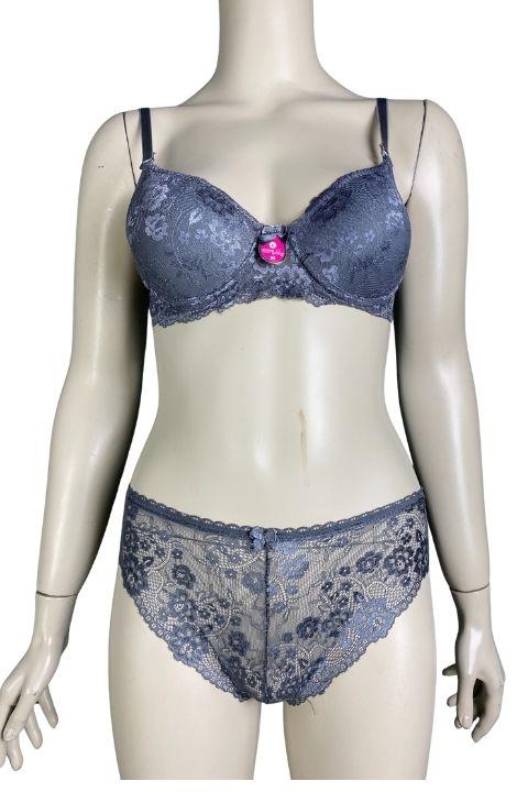 ECEM YILDIZ 3500 DANTELLİ  DOLGULU 2 Lİ SÜTYEN TAKIM  ANTRASİT