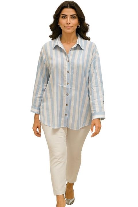 ELİF ÇİZGİLİ KADIN GÖMLEK  1009 KOD:9540273-34