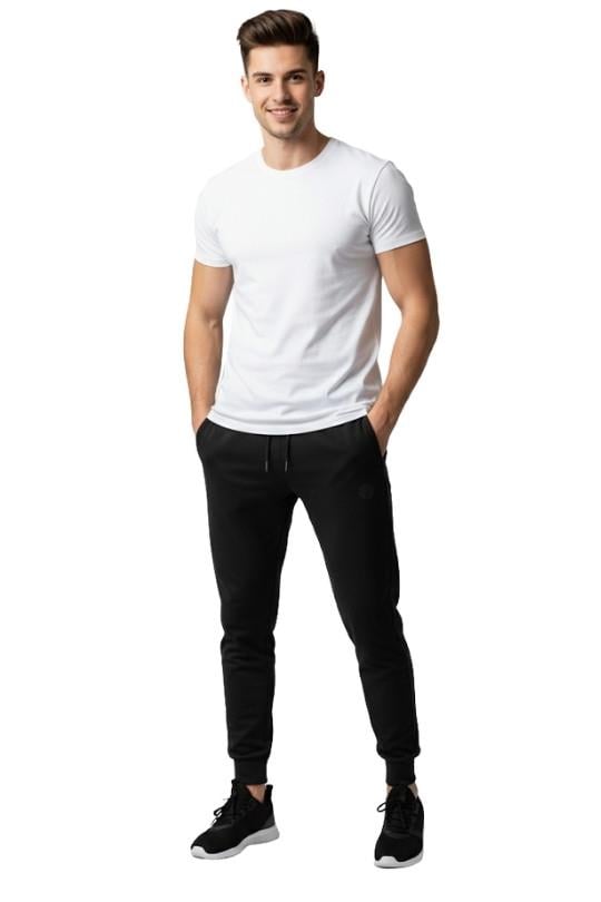 ERKEK 2 İPLİK MANŞETLİ EŞOFMAN -SİYAH -1345