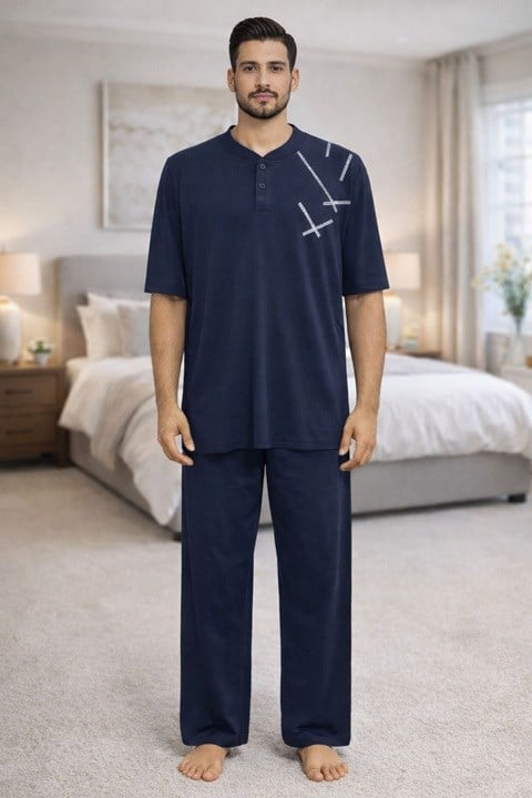 ERKEK KISA KOL PİJAMA TAKIMI-GÖRSELDEKİ RENK