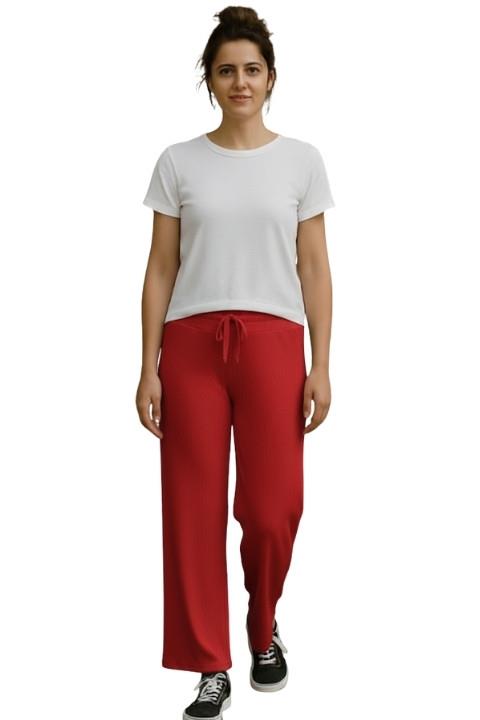 KADIN BURGU BOL PAÇA PANTALON-KIRMIZI