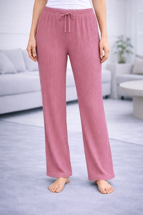 Kadın Fitilli Pijama Altı - Açık Pembe