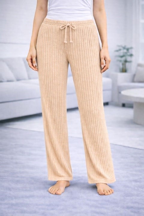 Kadın Fitilli Pijama Altı - Bej