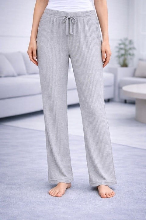 Kadın Fitilli Pijama Altı - Gri