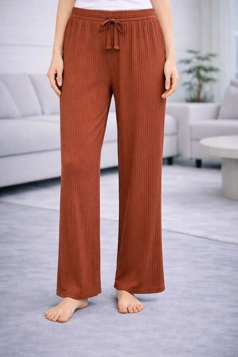 Kadın Fitilli Pijama Altı - Kiremit