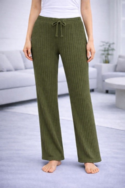 Kadın Fitilli Pijama Altı - Zeytin Yeşili
