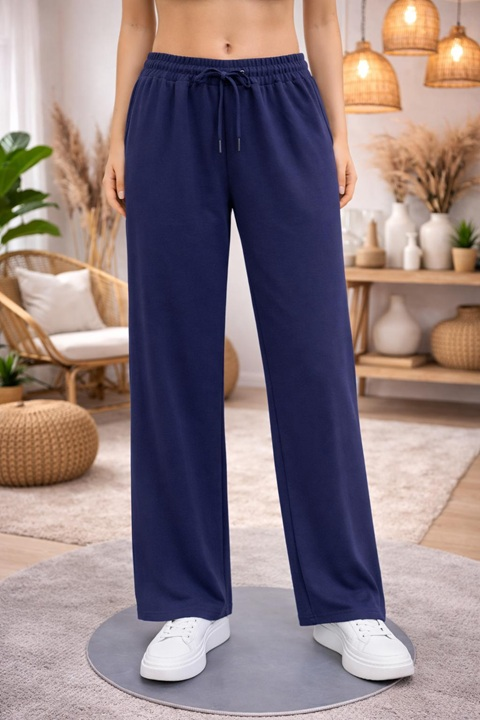 Kadın Kompak Bol Paça Eşofman -Lacivert