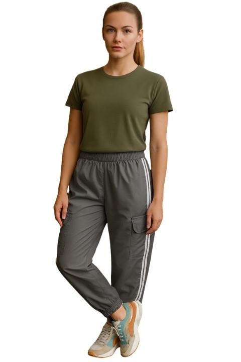 KADIN PARAŞÜT EŞOFMAN ALTI-GRİ